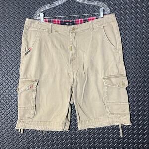 LNG Vintage Khaki Cargo‎ Shorts with Red Lining on waiste Mens Size 36